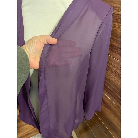 Channa Vintage Semi-Sheer Plum Open Blazer Long Sleeve Size Large - Picture 6 of 13